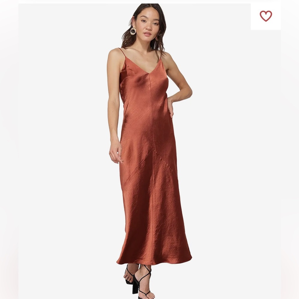 Line and Dot dolly satin dress in rust NWT